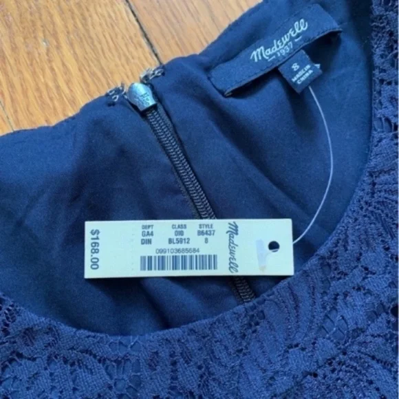 Madewell Lace Shift Dress Navy Blue - Picture 10 of 14